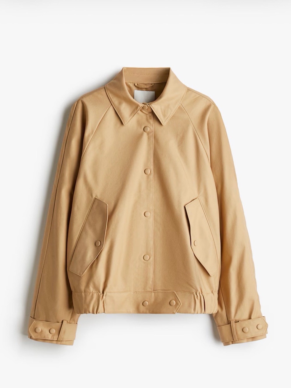 H&M Beige Tan Collared Twill Bomber Jacket